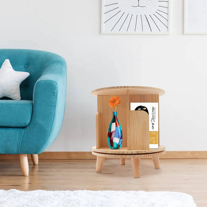 Wooden Bookcase Rotatable Stand Multifunctional Showcase Organizer