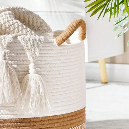 Large 20" x 13" Woven Rope Blanket Basket