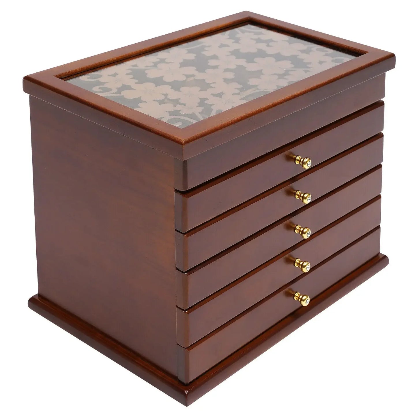 6-Tier Vintage Wooden Jewelry Storage Box/Case