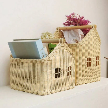 Home Flower Basket Handmade Vine Weaving Desktop Organizer