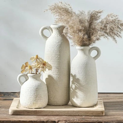 Ceramic Vase Set of 3 with Handle