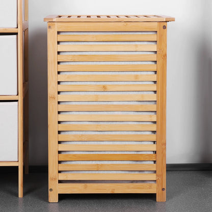 Bamboo Laundry Hamper with Removable Liner Bag