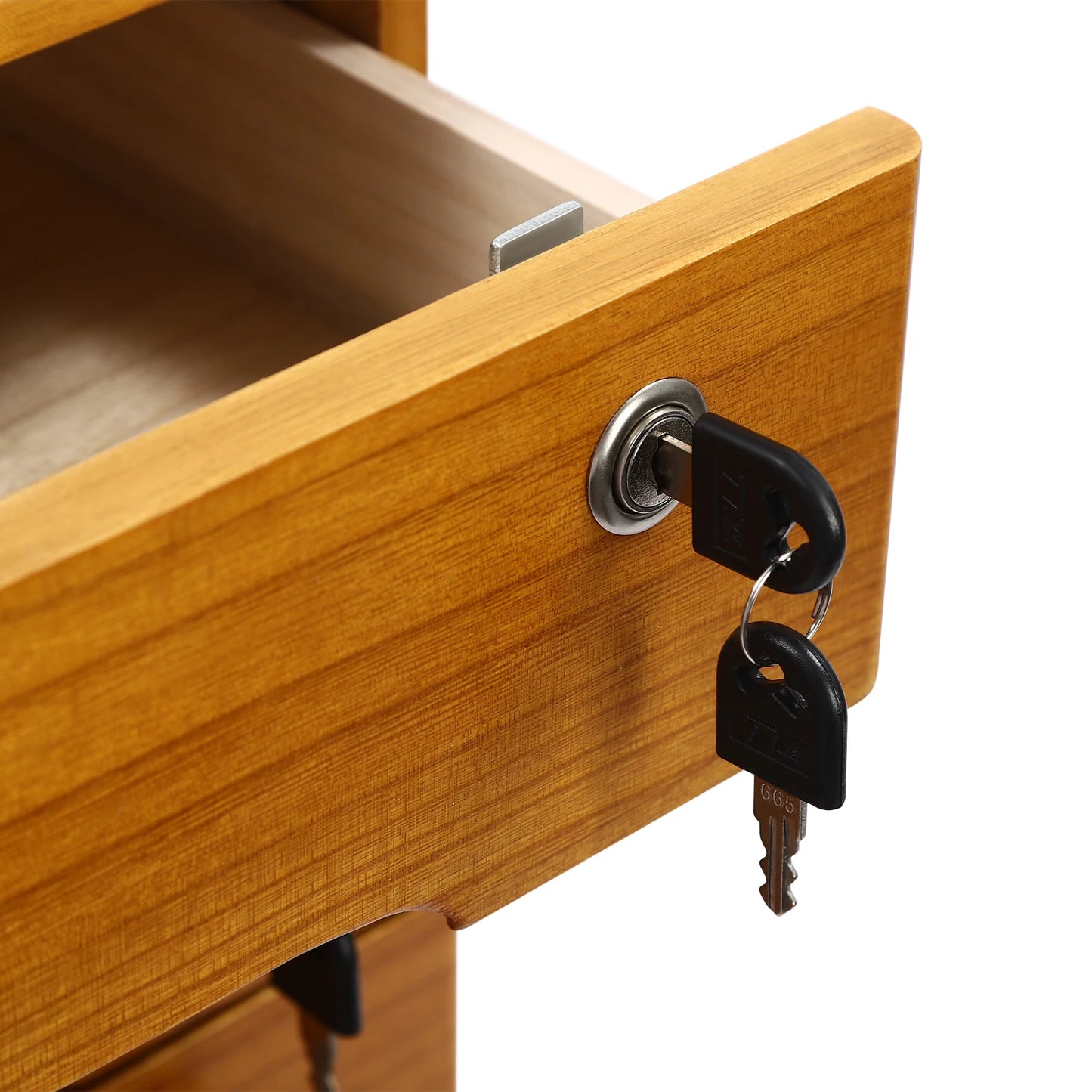 Wooden Desktop Storage Organizer with Lockable Drawers