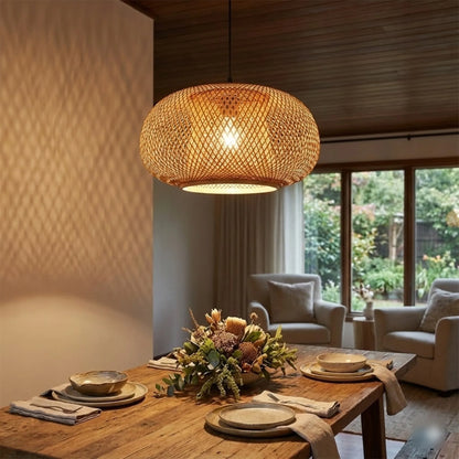 Hand Woven Rattan Cage Ceiling Lamp