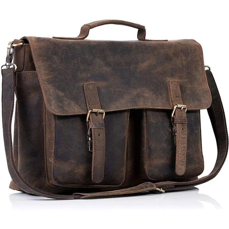 Leather Laptop Messenger Bags for Men and Women
