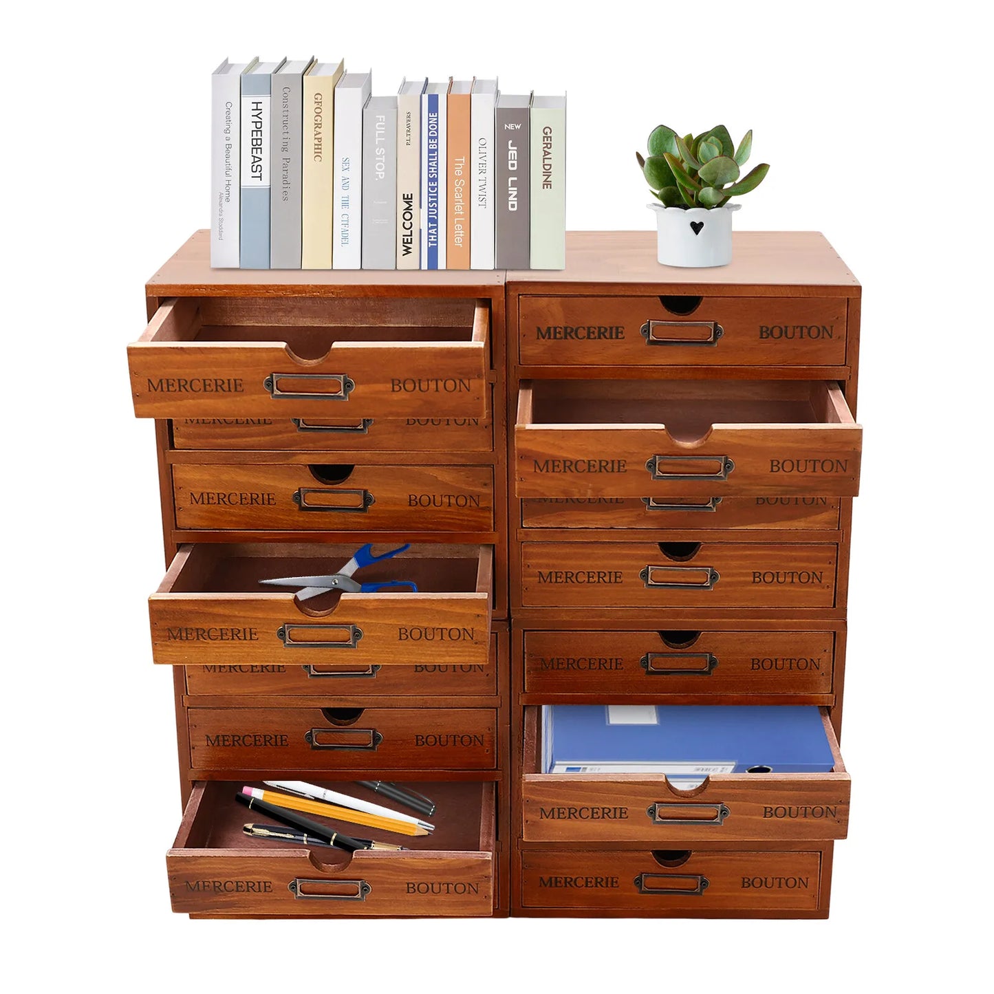 Wooden Desktop Organizer  with 16 Drawers