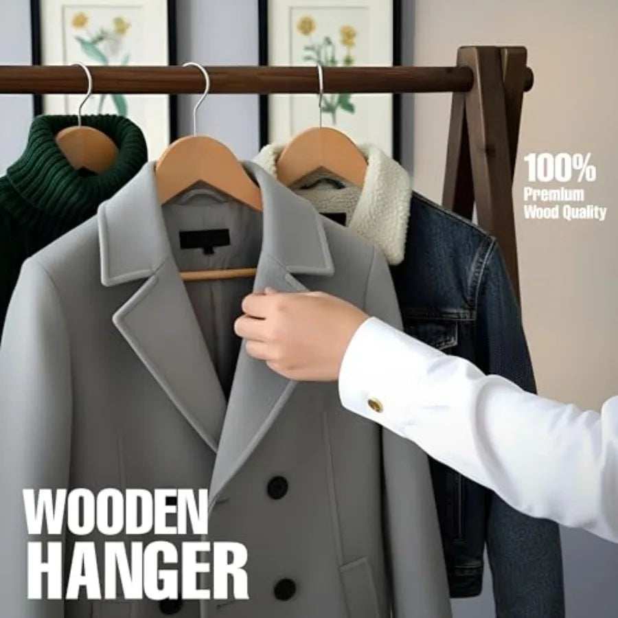 Premium Wooden Hangers 30 Pack