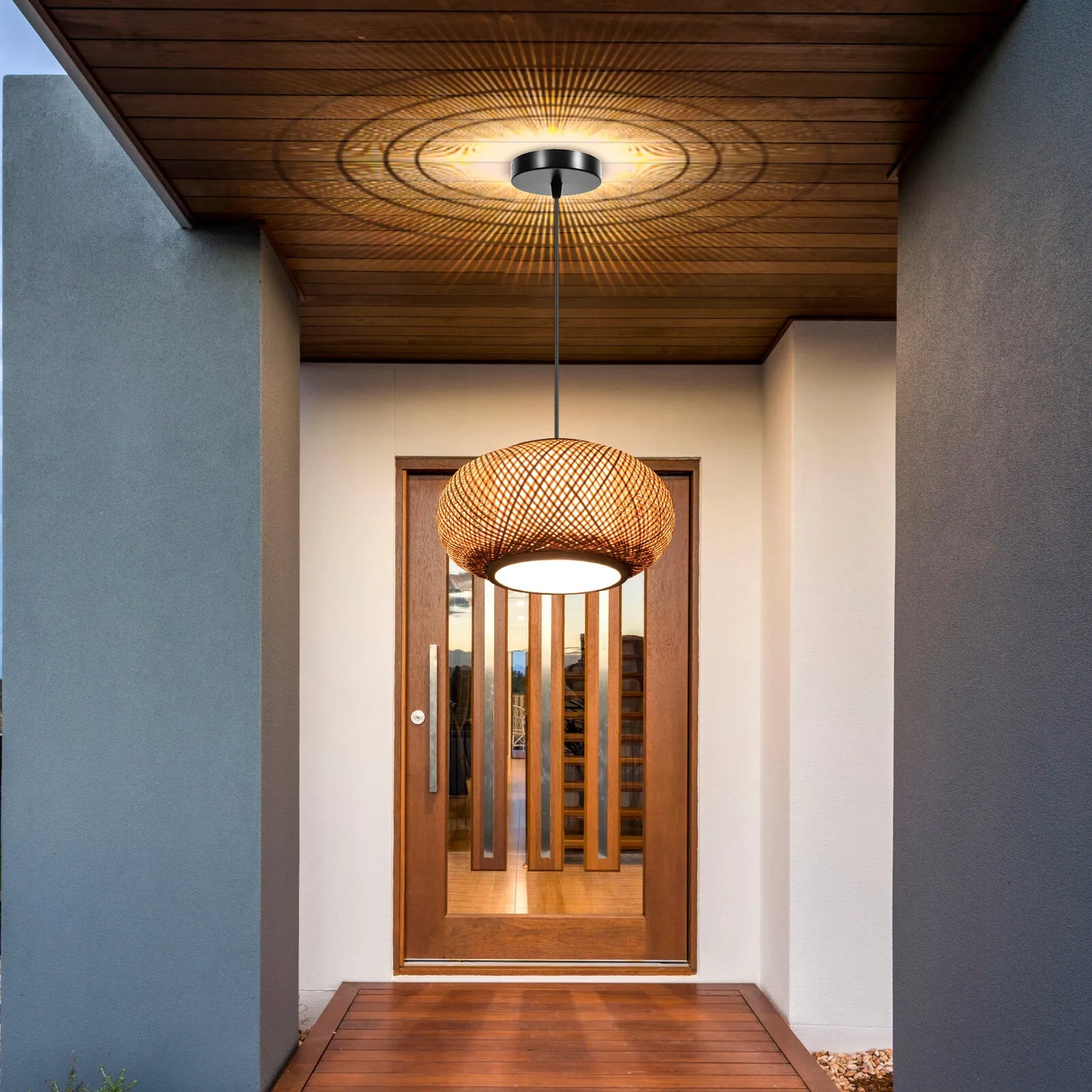 Vintage Bamboo Weave Hanging Lamp