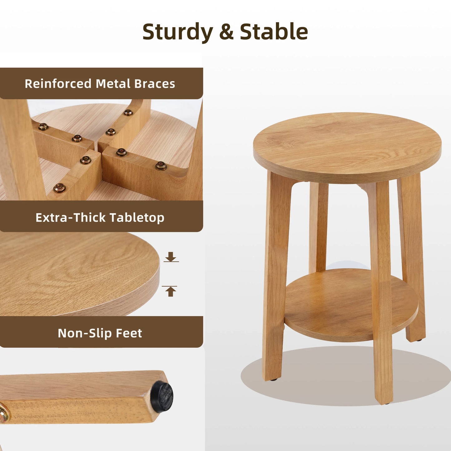 Wood Round Side Coffee Table  for Living Room
