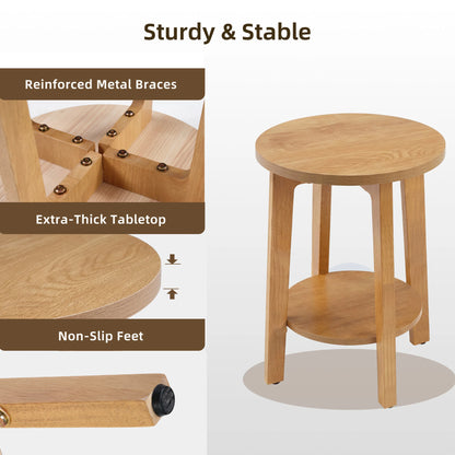 Wood Round Side Coffee Table  for Living Room