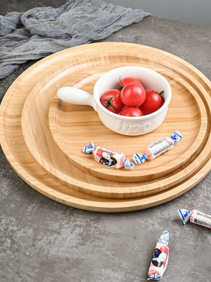 1pc Round Bamboo Food Tray