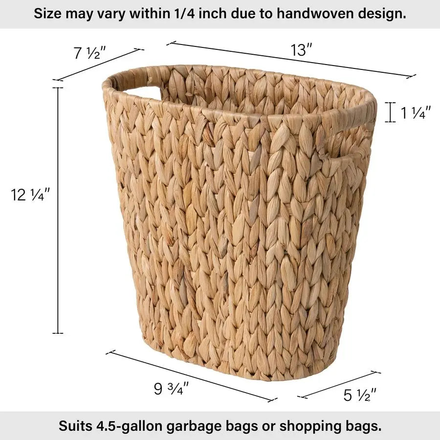 Wicker Waste Basket, Handwoven for Bedroom Bathroom