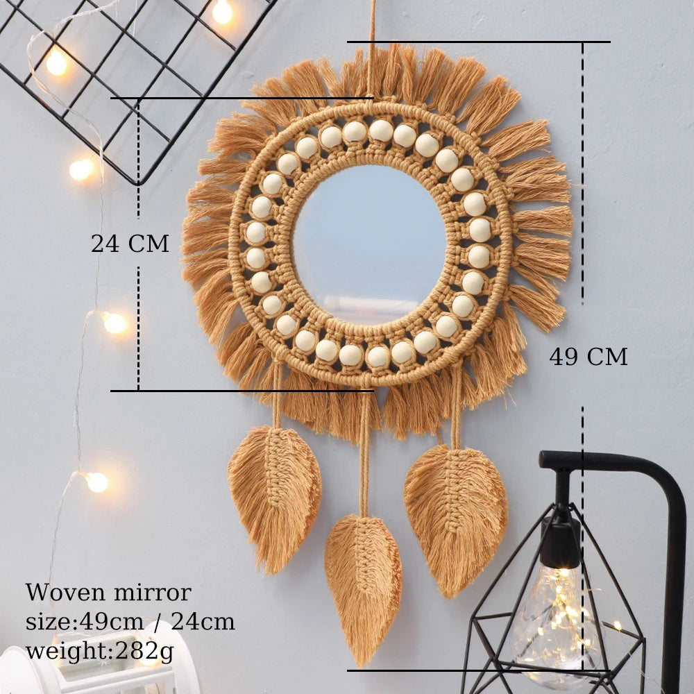 Hand Woven Decorative Wall Hanging Mirror