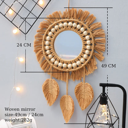 Hand Woven Decorative Wall Hanging Mirror