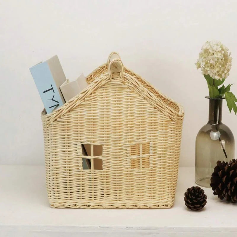 Home Flower Basket Handmade Vine Weaving Desktop Organizer