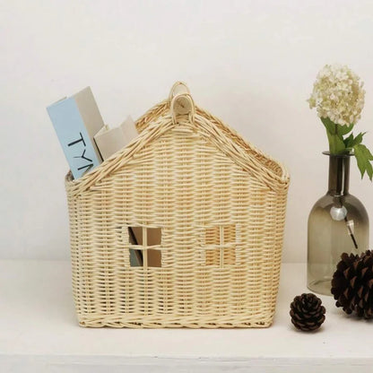 Home Flower Basket Handmade Vine Weaving Desktop Organizer