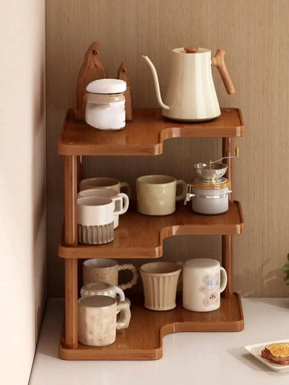 1pc Corner Wooden Desktop Storage Rack