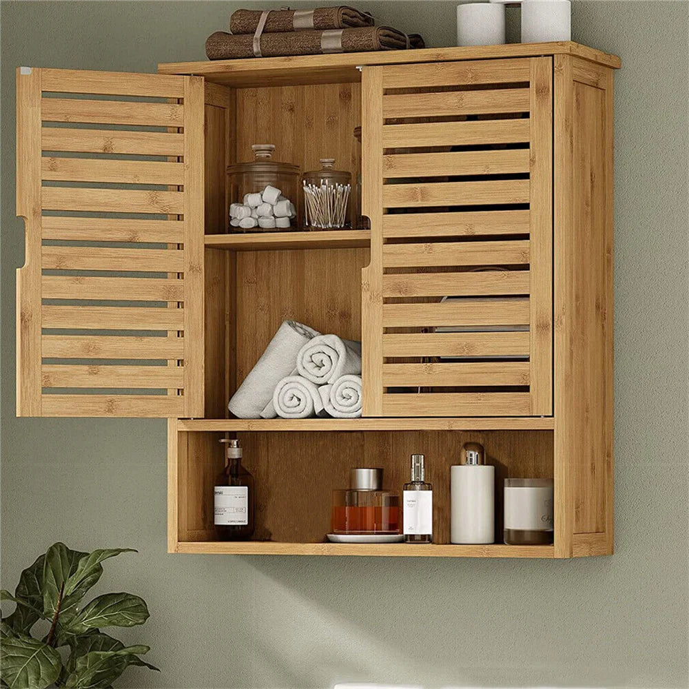 Natural Bamboo Wall-mounted Bathroom Cabinet