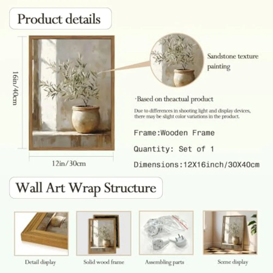 Framed Vintage Wall Art  Plant Paintings