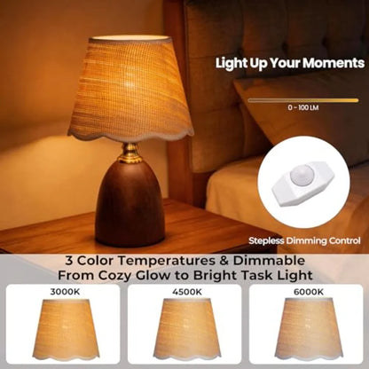 11.4" Walnut Style Small Table Lamp