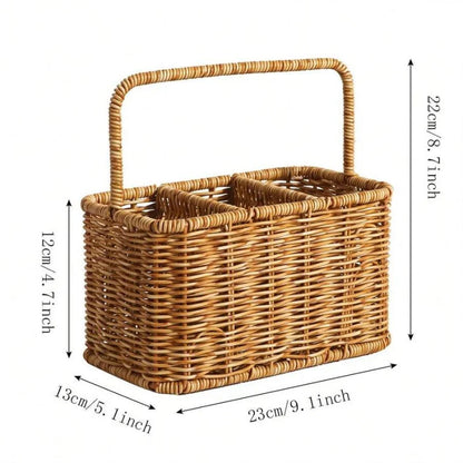Handwoven Minimalist Square Multi-Compartment Storage Basket