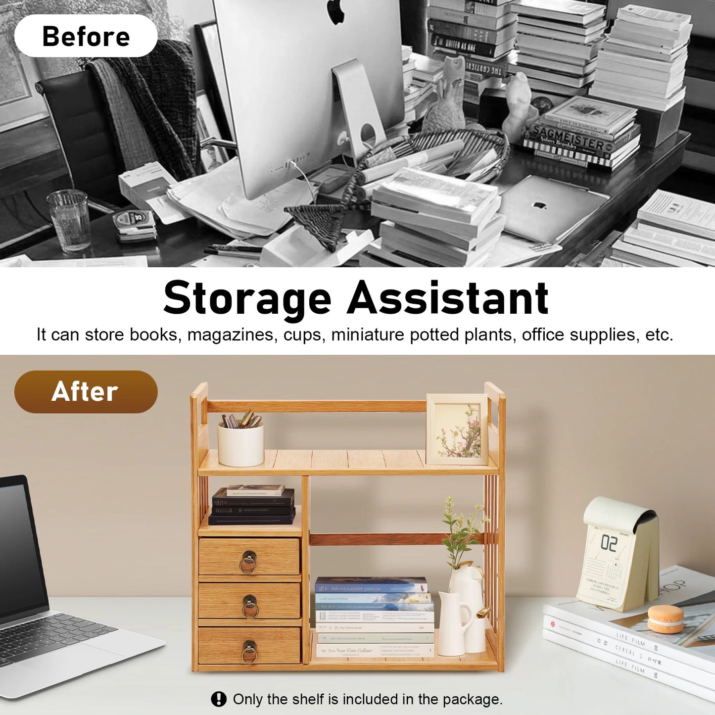 Desktop Organizer Book Shelf Office Storage Rack
