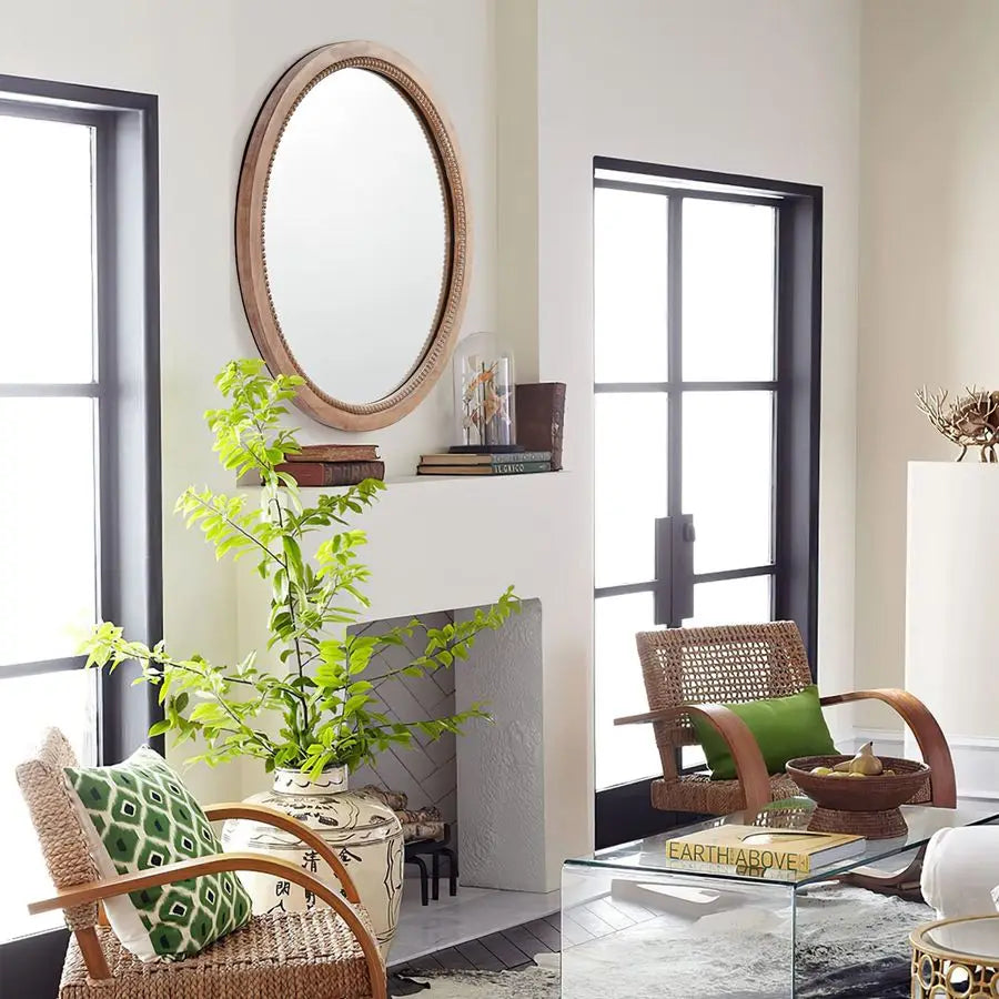 Round Wood Mirror Natural Wooden Frame