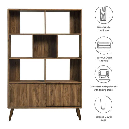 8 Shelf Bookcase with Sliding Doors
