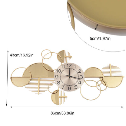 Modern Wall Clock Large Metal Minimalist Decor
