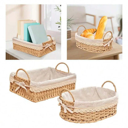 Woven Storage Baskets Kitchen Organizer with Handles