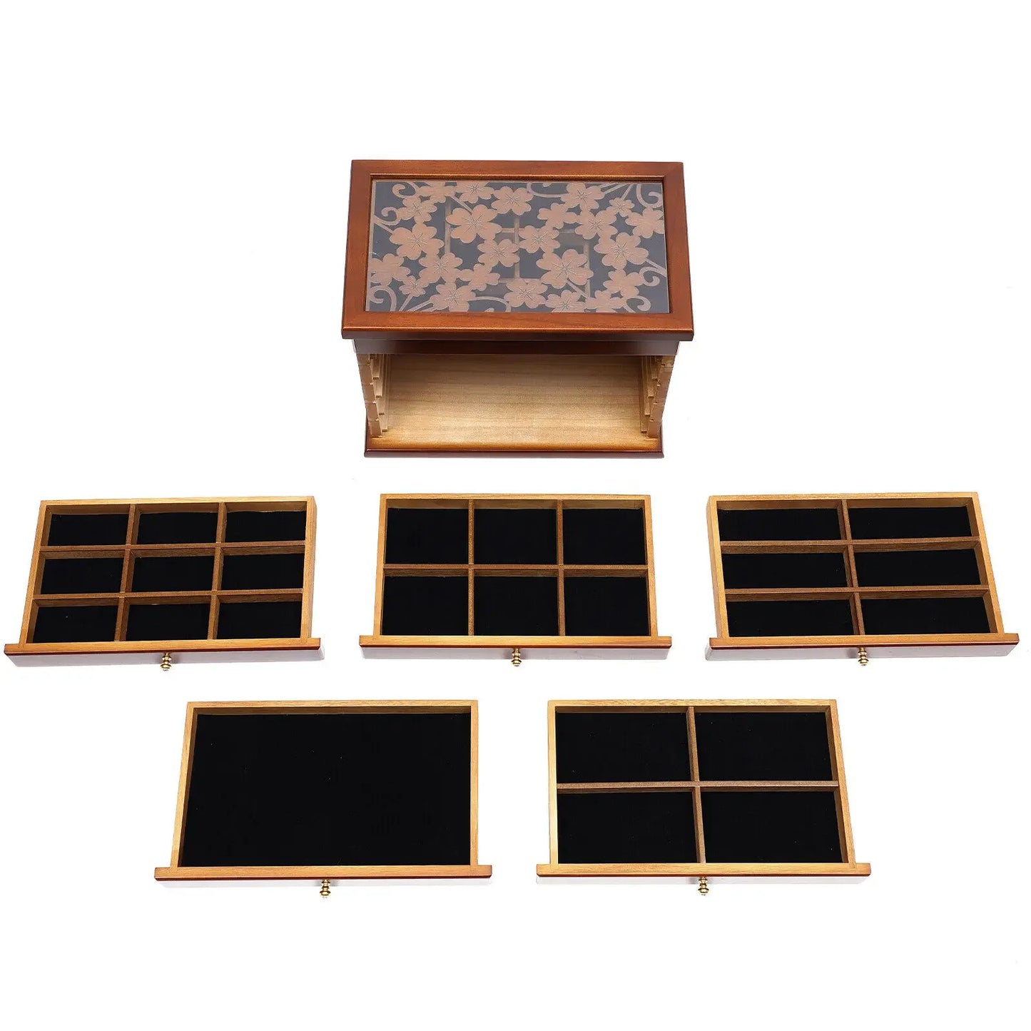 6-Tier Vintage Wooden Jewelry Storage Box/Case