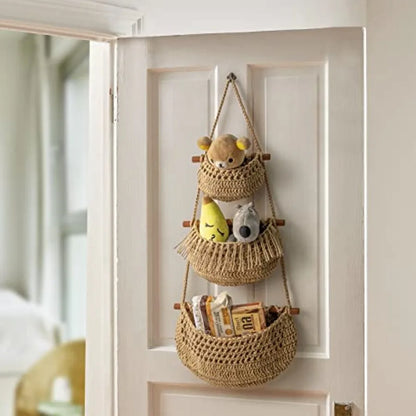 Hanging Fruit Basket 3 Tier Over the Door Organizer