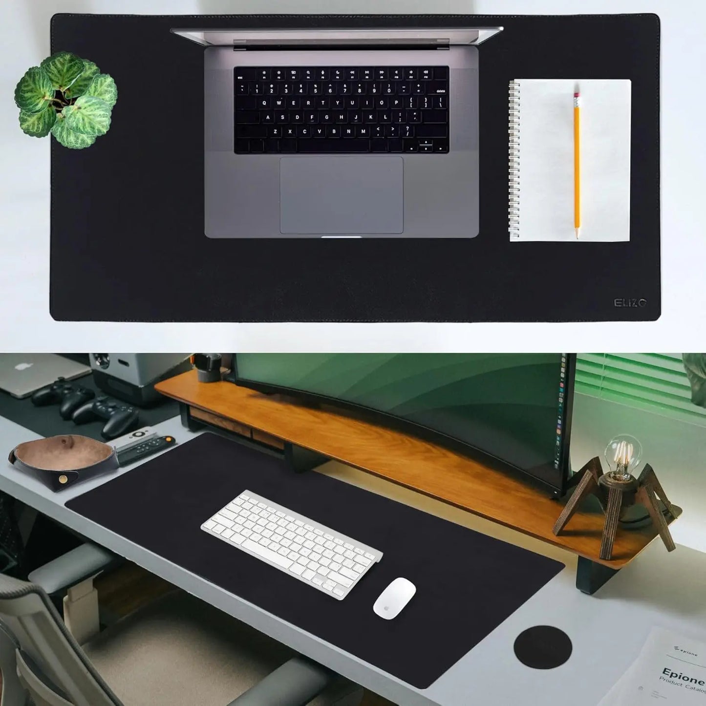 Genuine Full-Grain Leather Desk Mat Set