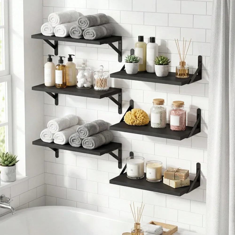 6pcs 16.5 Inch Wall Shelves Rustic Floating Shelf