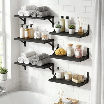 6pcs 16.5 Inch Wall Shelves Rustic Floating Shelf