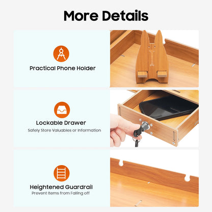 Wooden Computer Monitor Stand with Lockable Drawer