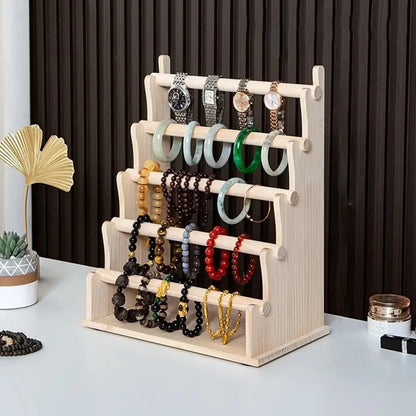 Wood Bracelet Display Stand Multi-Layer Organizer