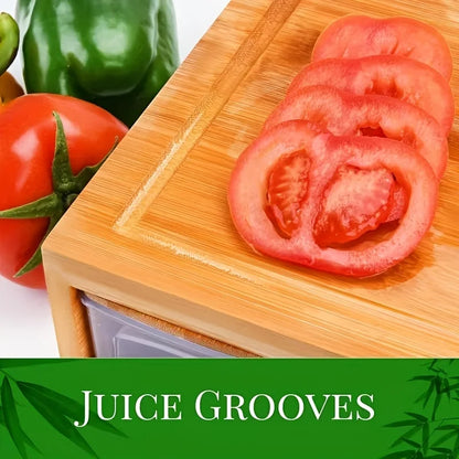 Bamboo Cutting Board with Food Container Storage