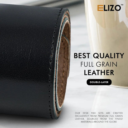 Genuine Full-Grain Leather Desk Mat Set