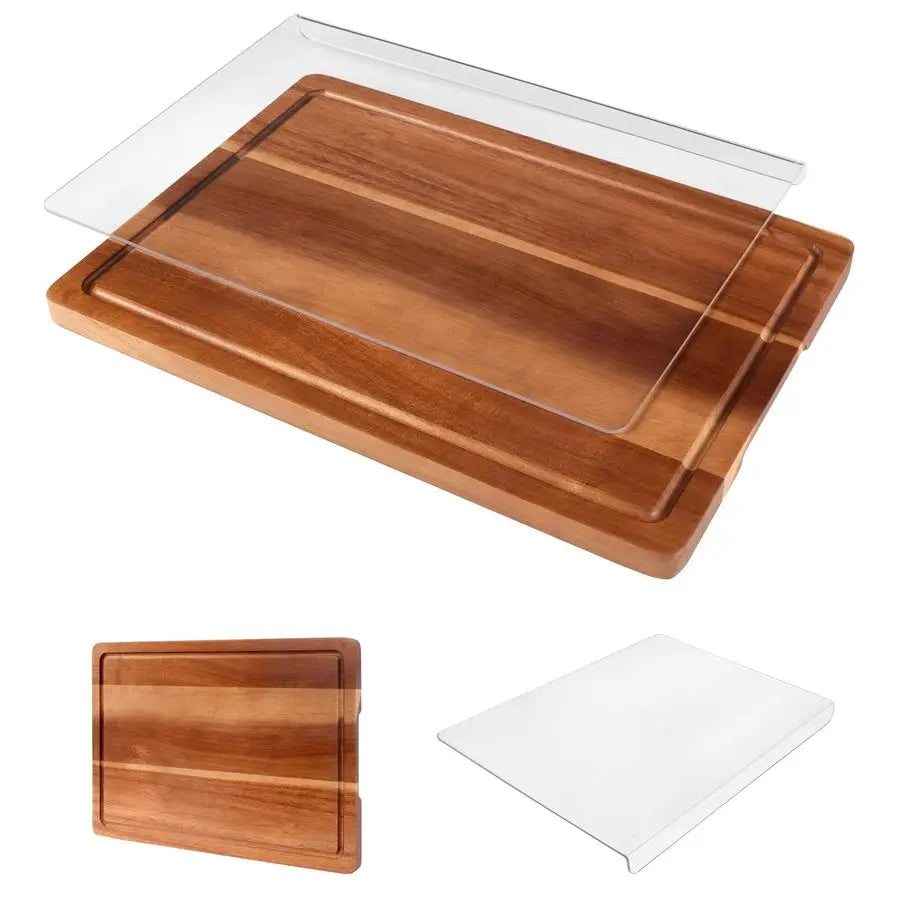 Set of 2 Acacia Wood and Acrylic Cutting Board