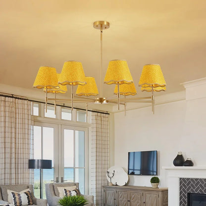 8-Light Boho Rattan Chandelier with Adjustable Height