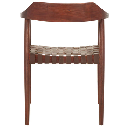 Walnut Solid Wood Armchair Leather Seat
