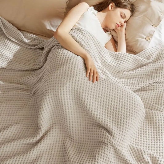 100 Cotton Waffle Weave Breathable Blanket