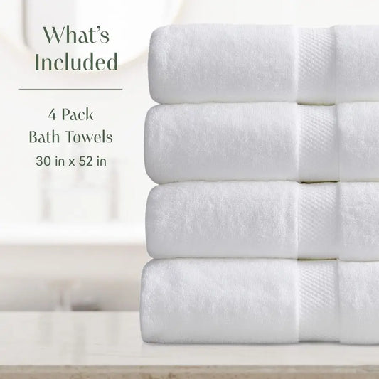 White Bath Towels Set of 4