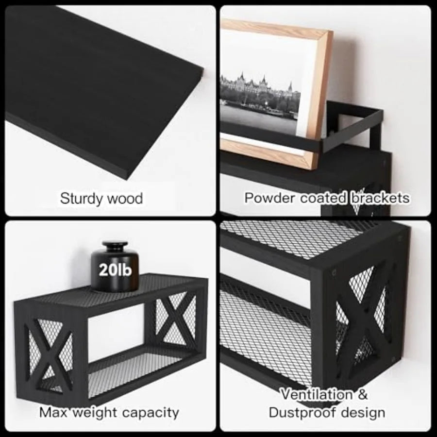 Rustic Wood Floating Shelves for Bathroom Accessories