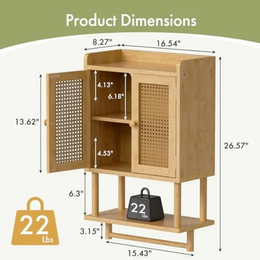 Bamboo Medicine Cabinet with Rattan Door