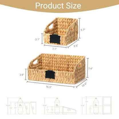 Handwoven Labeled Storage Basket with Handles