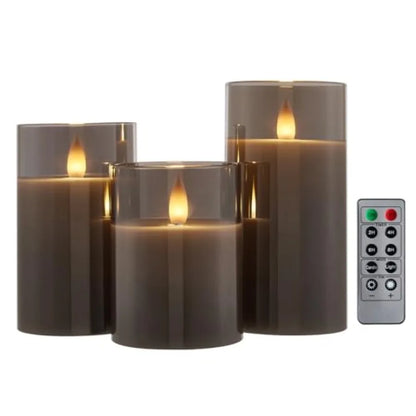 Glass Flameless  Candles Flickering with Remote Timer