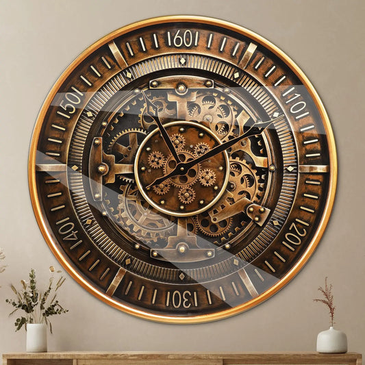 24 Inch Wall Clock With Moving Gears