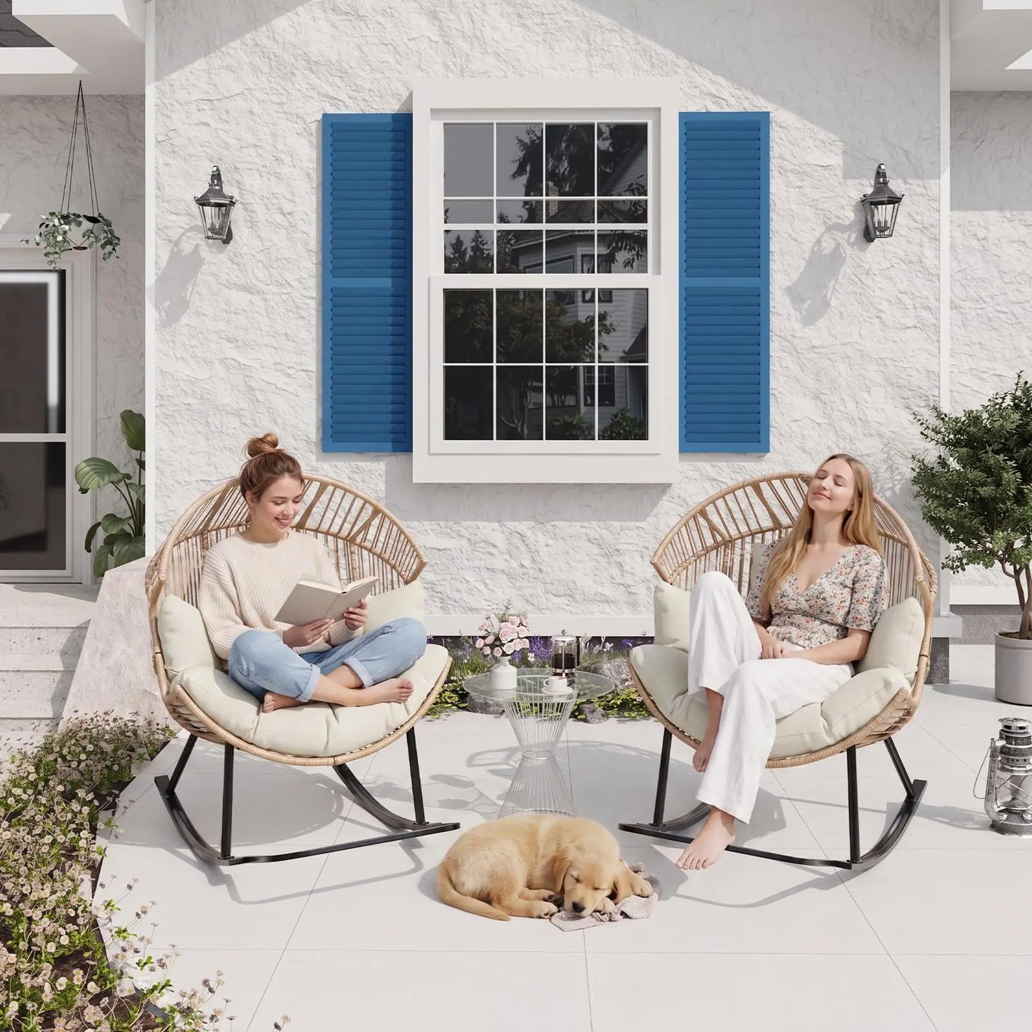 Oversized Ergonomic Wicker Rocking Egg Chair